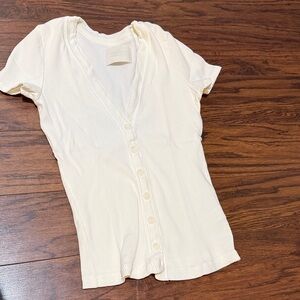 Citizens Of Humanity Ivory Button-Down Ribbed Shirt